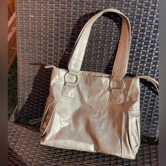 Kenneth Cole Reaction bronze faux leather handbag - Picture 2 of 10